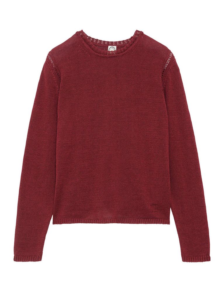 Ines De La Fressange Pull Angelina Framboise En Lin In Burgundy