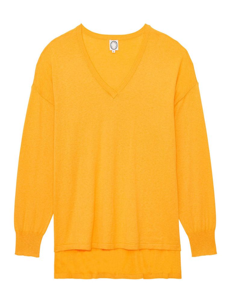 Ines De La Fressange Pull Col V En Cachemire Jaune Anton