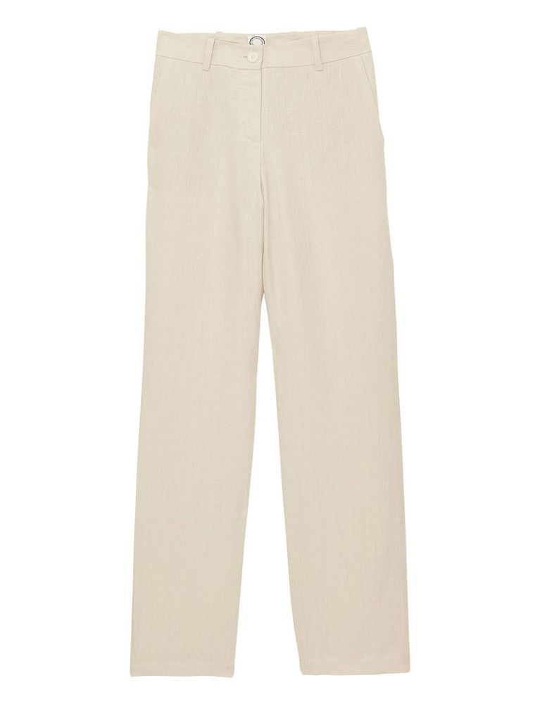 Ines De La Fressange Pantalon Francisco En Lin Sable In Neutral