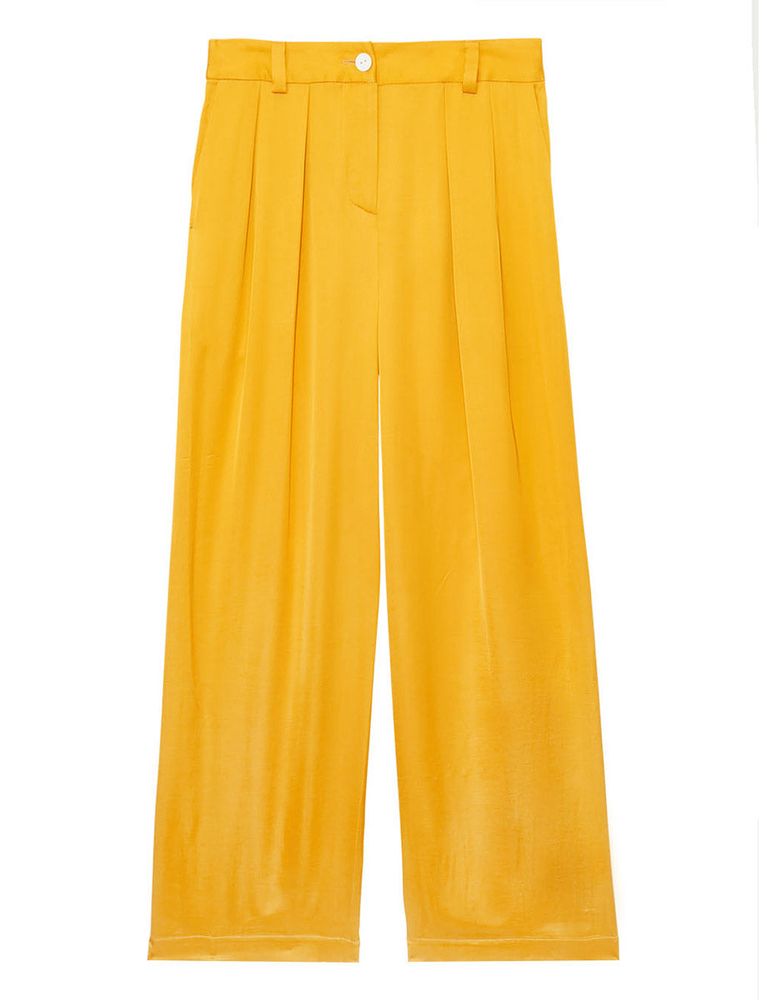 Ines De La Fressange Pantalon Luciano Fluide Jaune Bouton D'or