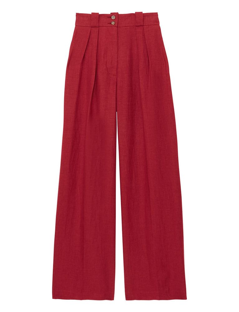 Ines De La Fressange Pantalon Marlène En Lin Framboise