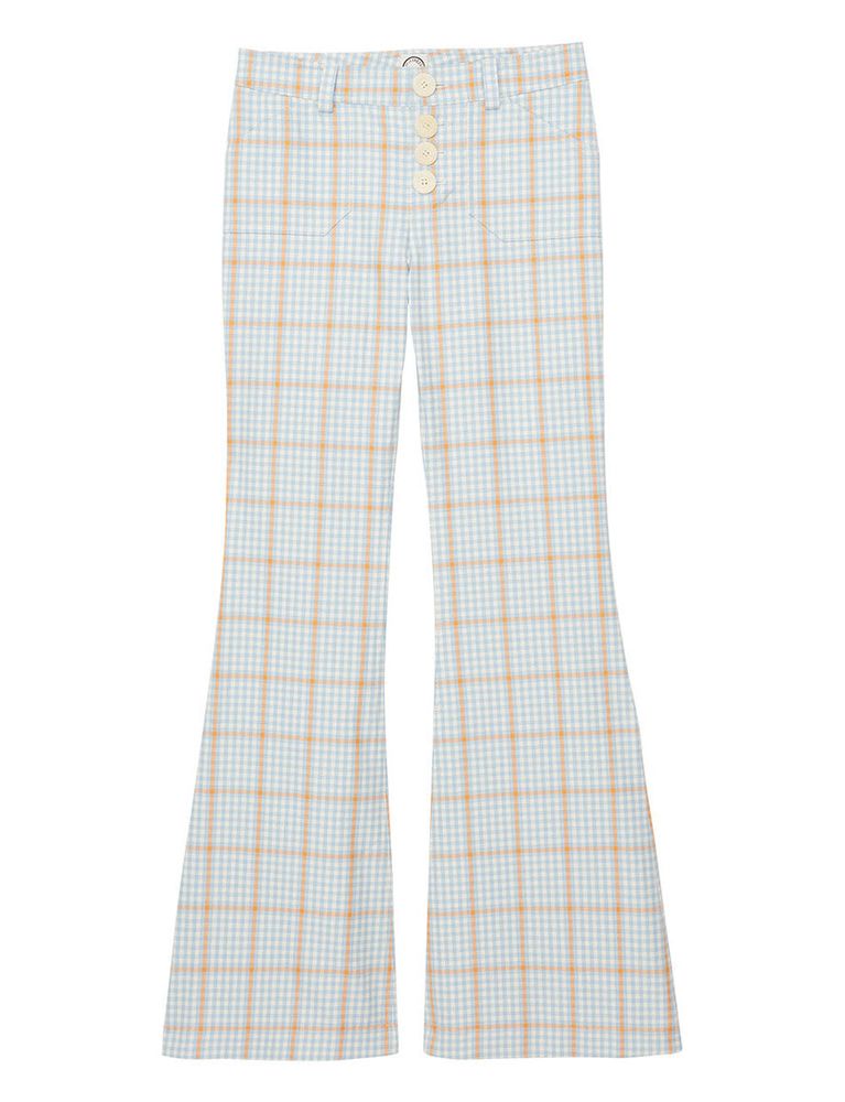 Ines De La Fressange Pantalon Charlotte À Carreaux Bleu Et Orange In Blue