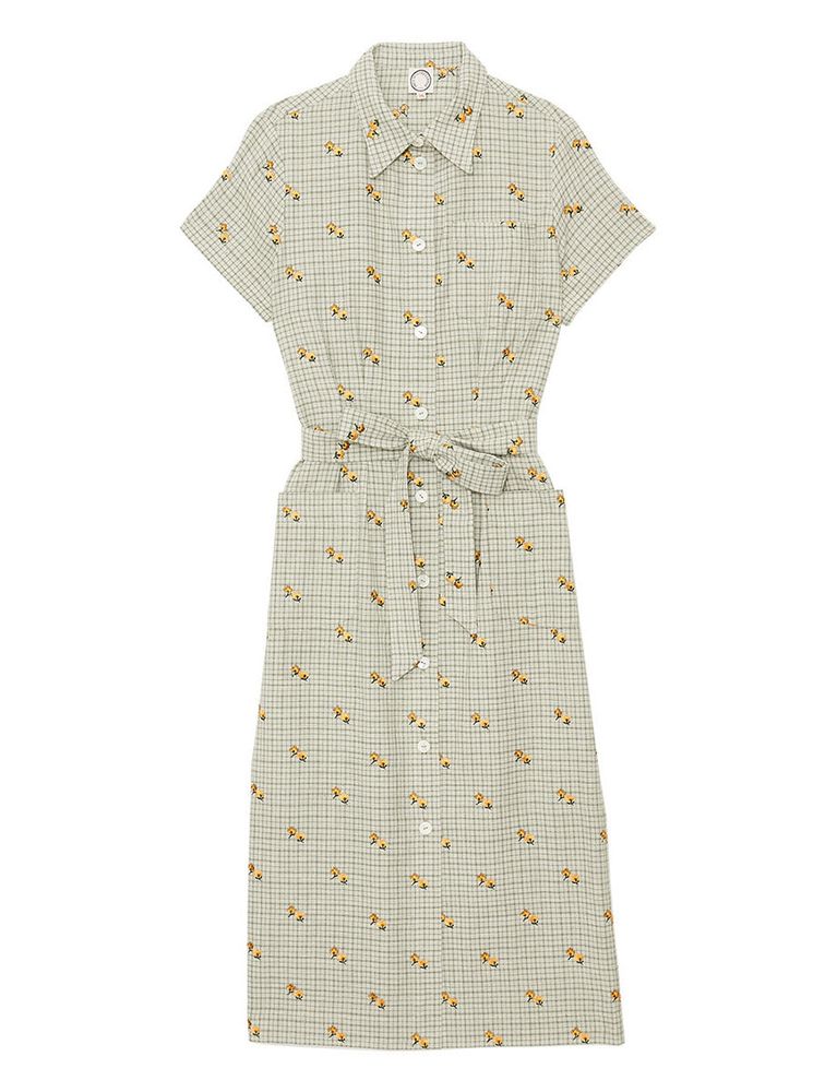 Ines De La Fressange Robe Ethel Droite Imprimé Vert In Neutral