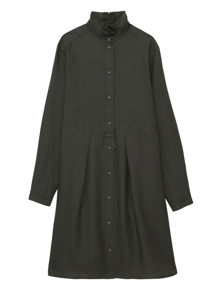 Ines De La Fressange Robe Monica En Lin Vert Foncé
