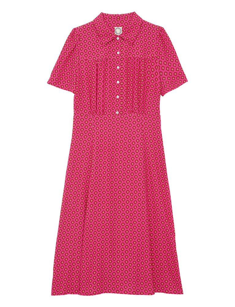 Ines De La Fressange Robe Angèle Tissu Imprimé Rose