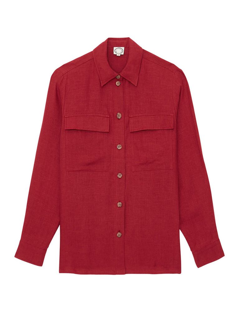 Ines De La Fressange Chemise Chandler En Lin Framboise