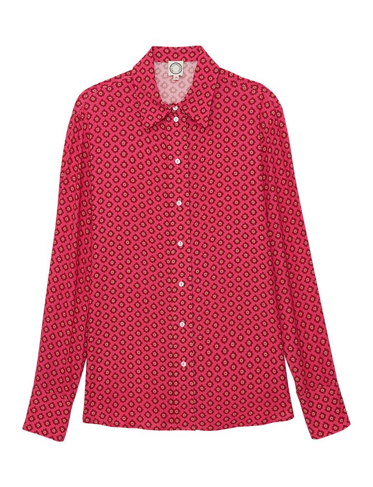 Ines De La Fressange Chemise Maureen Rose En Crêpe In Pink