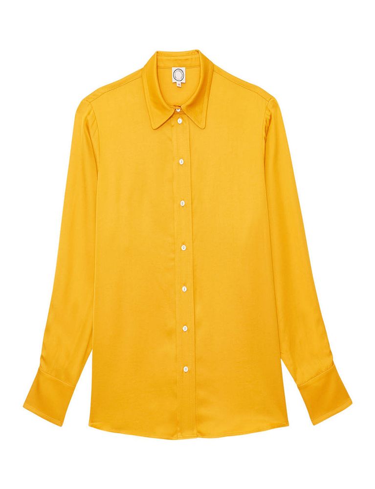Ines De La Fressange Chemise Maureen Jaune Bouton D'or En Satin