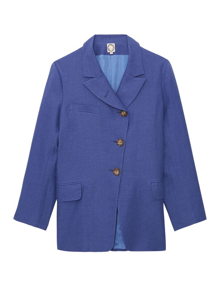 Ines De La Fressange Veste Yohan En Lin Bleu