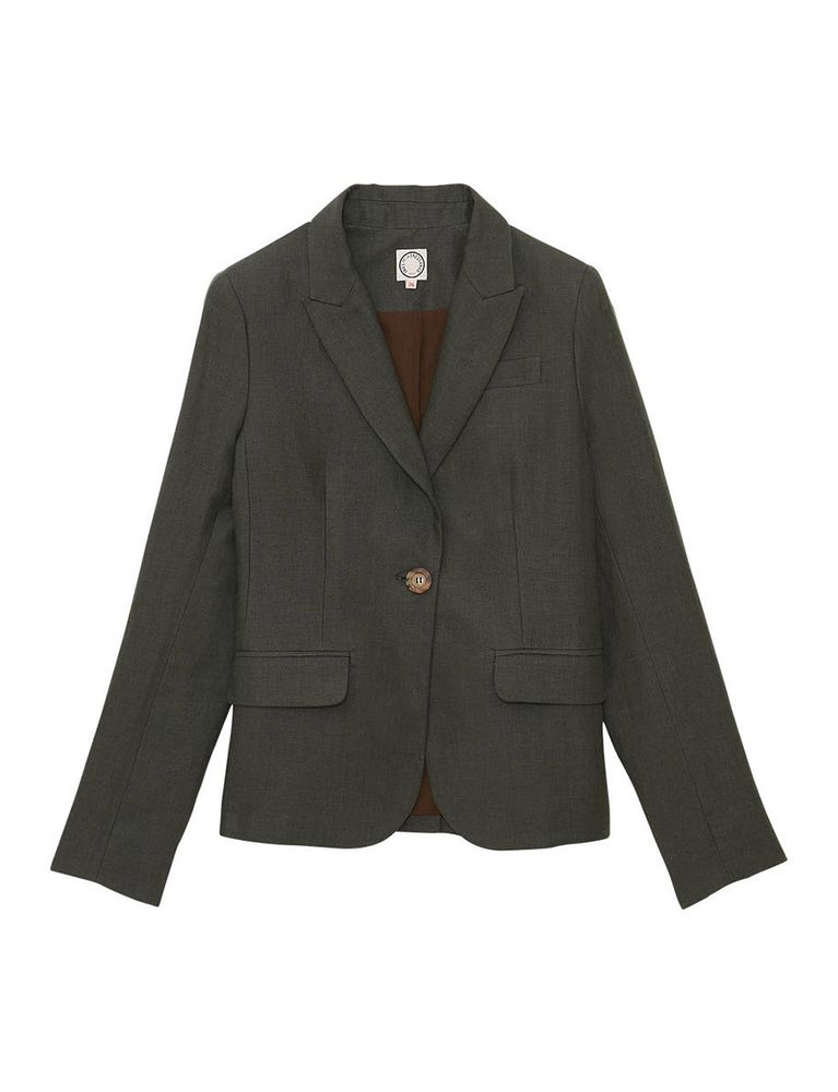 Ines De La Fressange Veste Nicoletta En Lin Vert Foncé