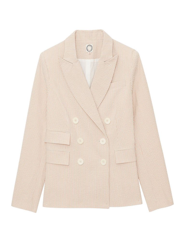 Ines De La Fressange Veste Maurice Rayée Écru In Pink