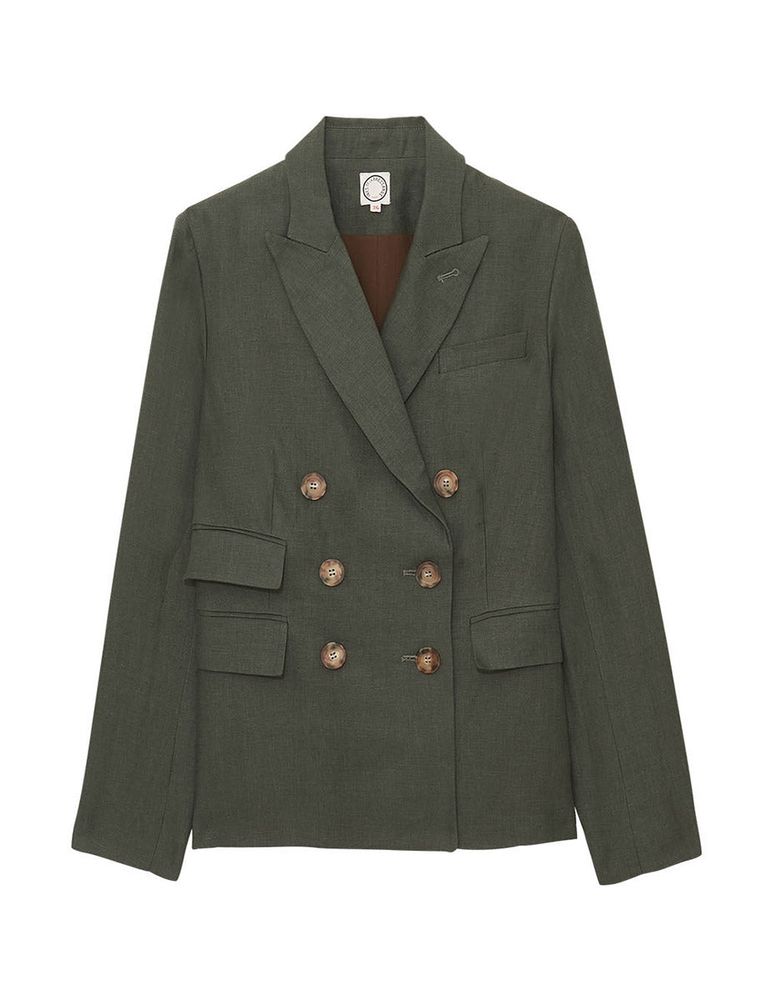 Ines De La Fressange Veste Maurice En Lin Vert Foncé