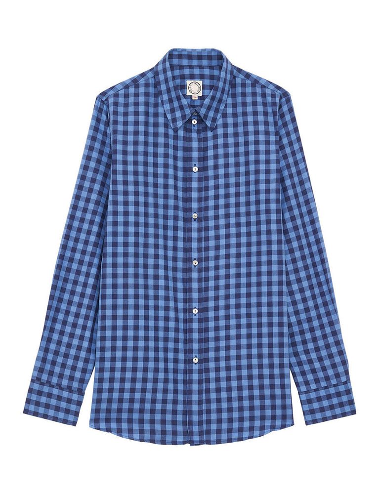Ines De La Fressange Chemise Martin Bleue À Carreaux