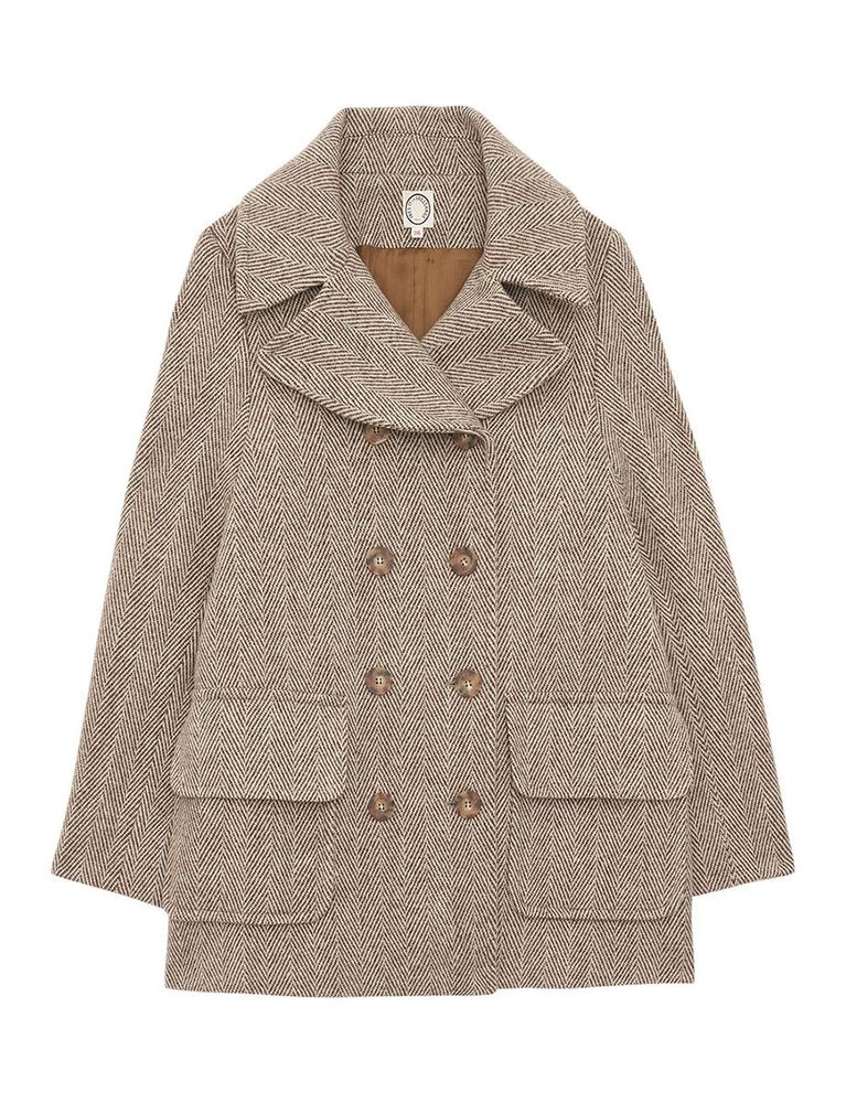 Ines De La Fressange Caban Séraphine Marron/écru En Laine In Neutral