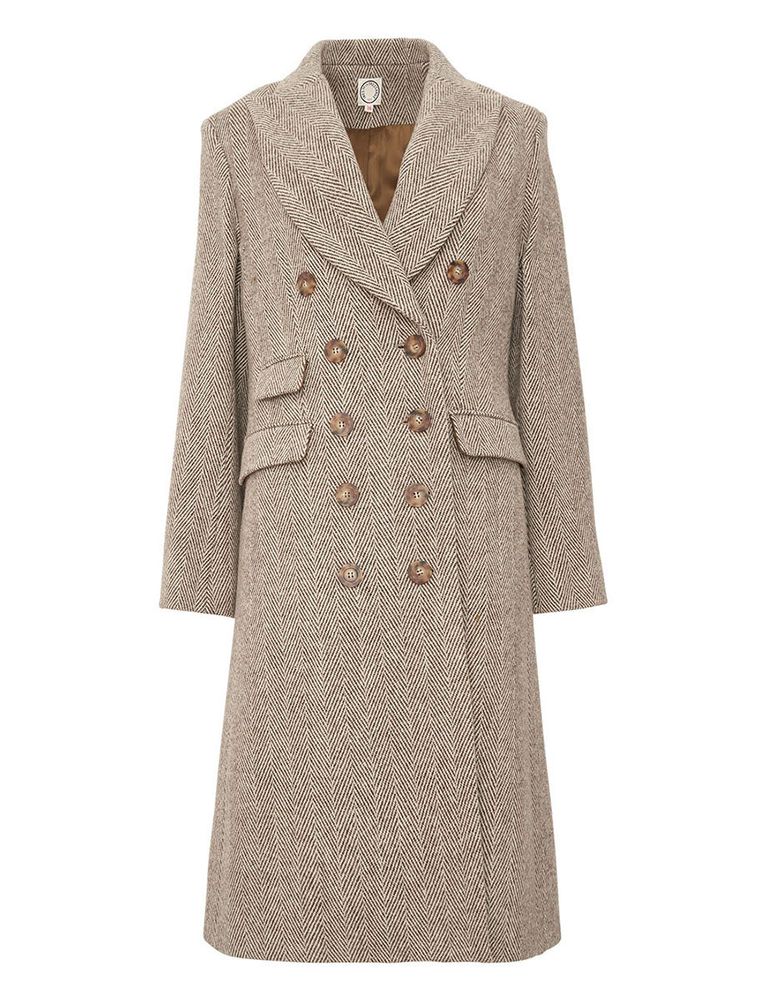 Ines De La Fressange Manteau Mauricette Marron Et Écru