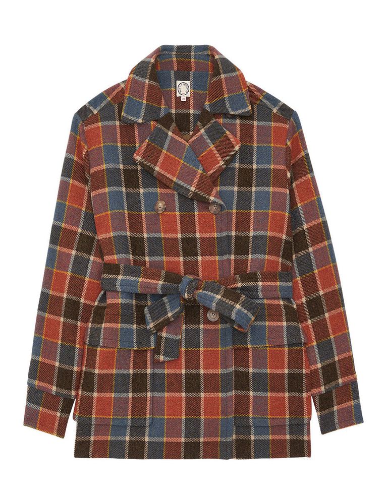 Ines De La Fressange Manteau Romaric Multicolore À Carreaux In Brown