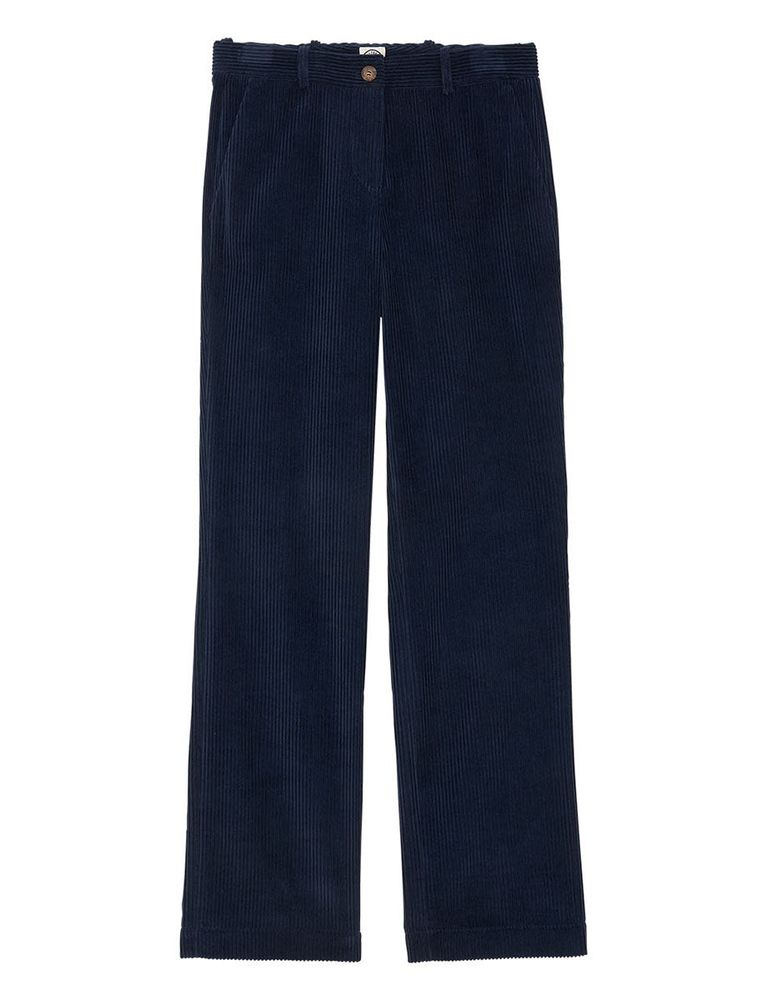 Ines De La Fressange Pantalon Francisco Bleu Marine En Coton In Blue