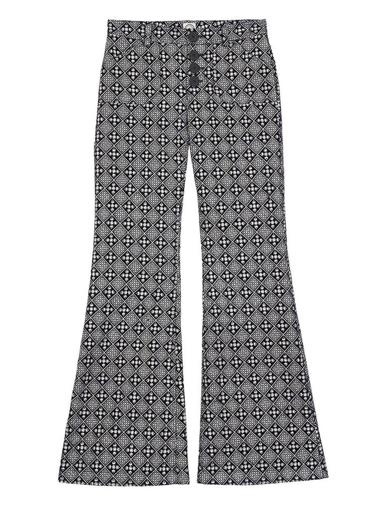 Ines De La Fressange Pantalon Charlotte Brodé Bleu Et Blanc In Multi