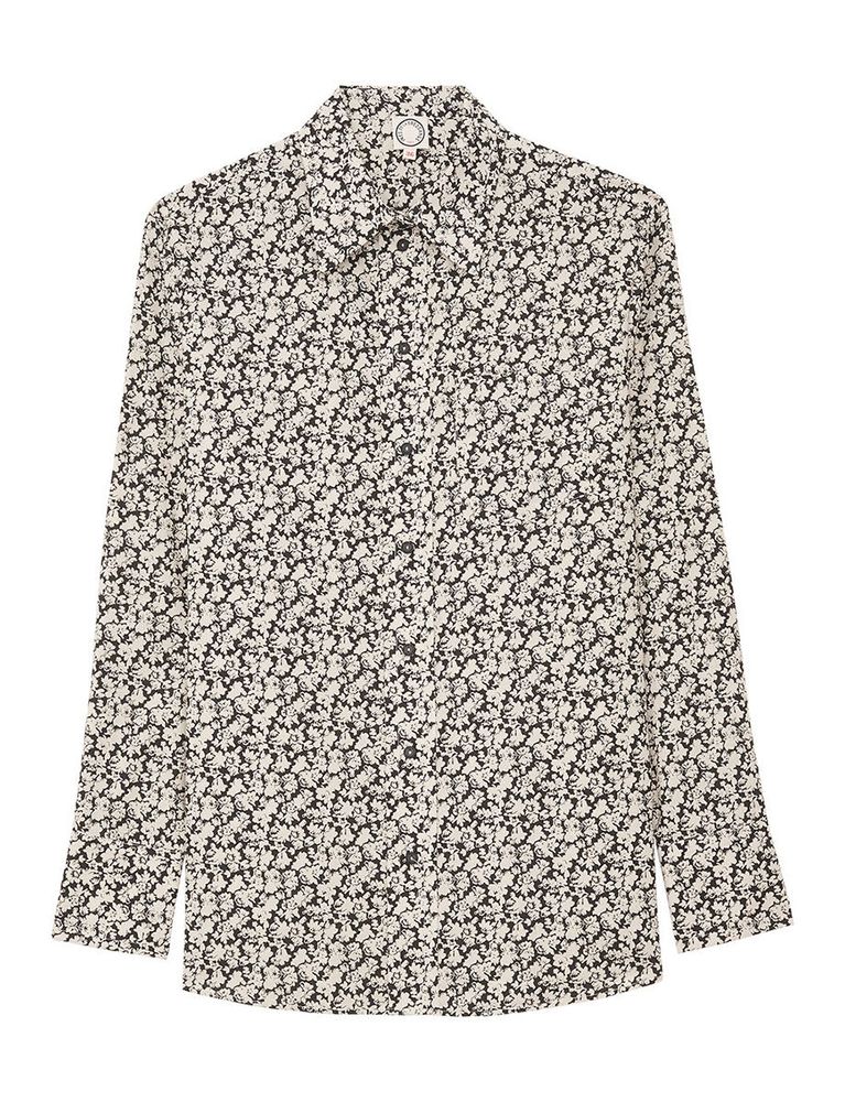 Ines De La Fressange Chemise Maureen Imprimée Noir Et Beige In Gray