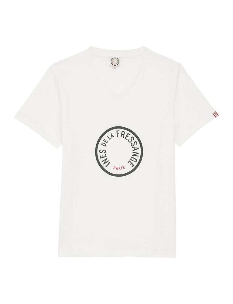 Ines De La Fressange Tee Shirt Aurore Col V Kaki In White