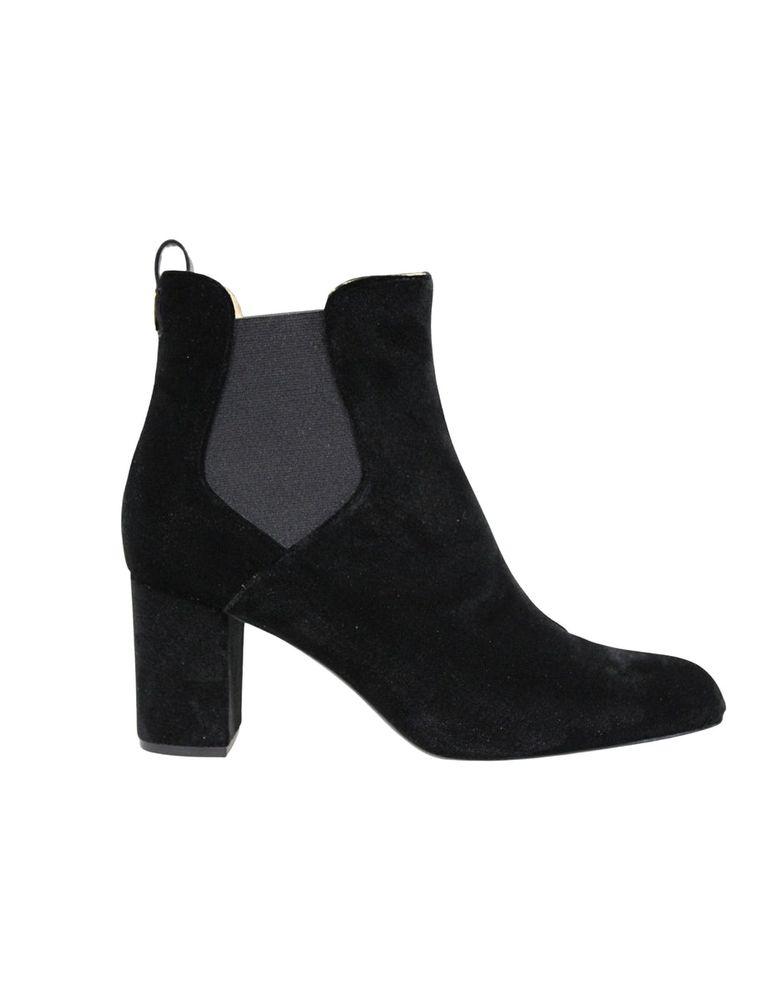 Chelsea Boots à Talon, Velours Noir-image